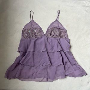 Purple Ruffled Layered Cami